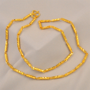 14克 礼盒装转运沙金项链男女款仿真黄金实心六角竹节项链送女友