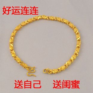 小众设计精致小巧磨砂光面十字手链女款镀24K金色仿真黄金手链女