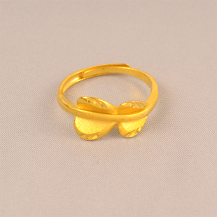 女士磨砂镀24K金色戒指新年新款开口可调节仿黄金时尚指环送女友