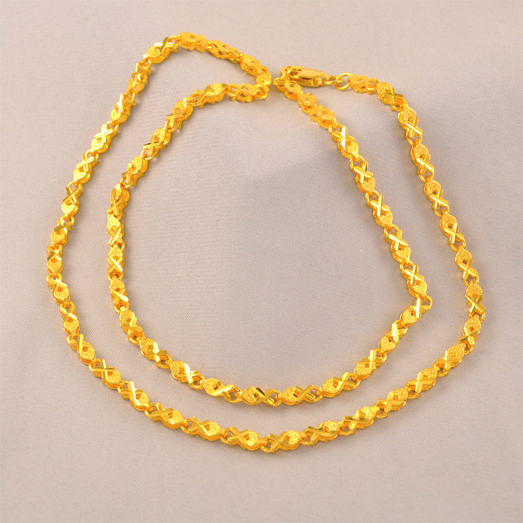 母亲节520礼盒装送妈妈倒模仿真黄金项链女镀24K金色粗项链女时尚