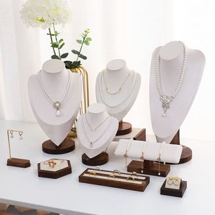 胡桃木项链展示架人像模特脖子吊坠首饰架戒指手链摆摊摆件陈列架