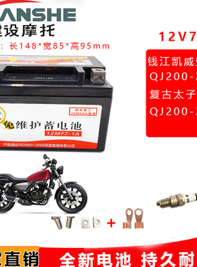 凯威荣光QJ200-2H/2G钱江复古太子202 GJ125T-3摩托车电瓶12V7A