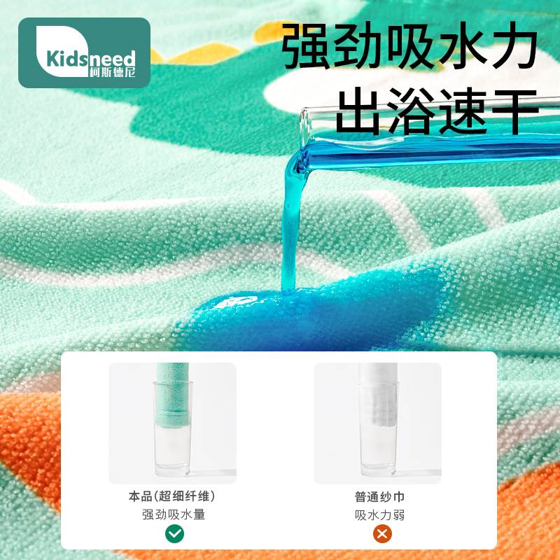 婴儿童浴巾斗篷浴袍可穿式新生宝宝洗澡带帽吸水专用大童毛巾浴袍