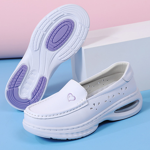 气垫护士鞋女夏季镂空真皮防滑防臭透气不累脚厚底软底工作医护鞋