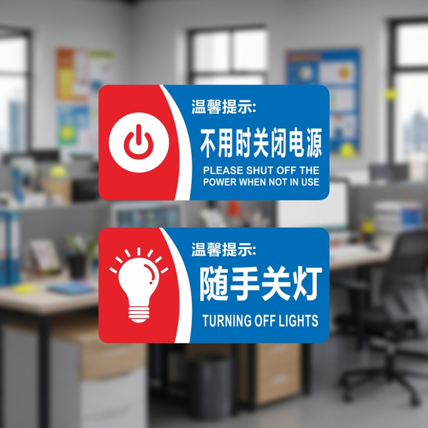 亚克力办公室随手关灯标识牌