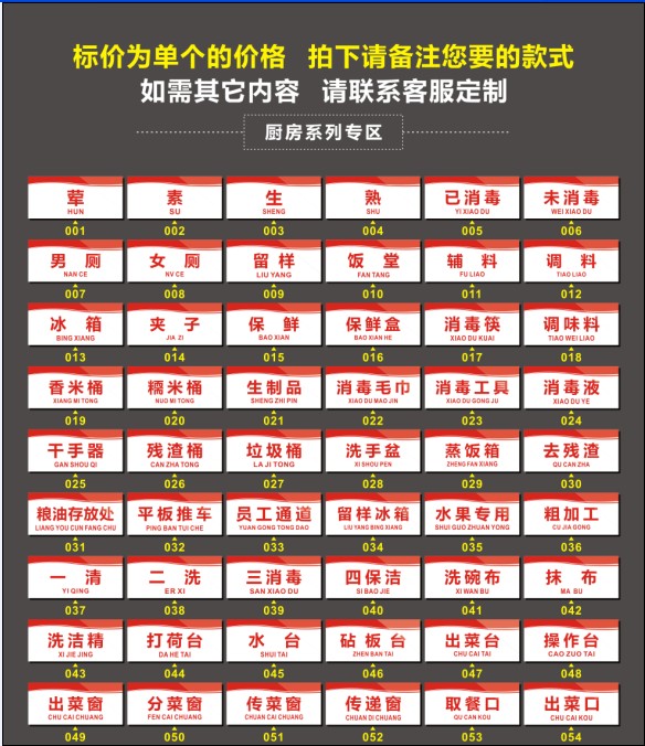 厨房餐厅定做提示牌标识牌亚克力