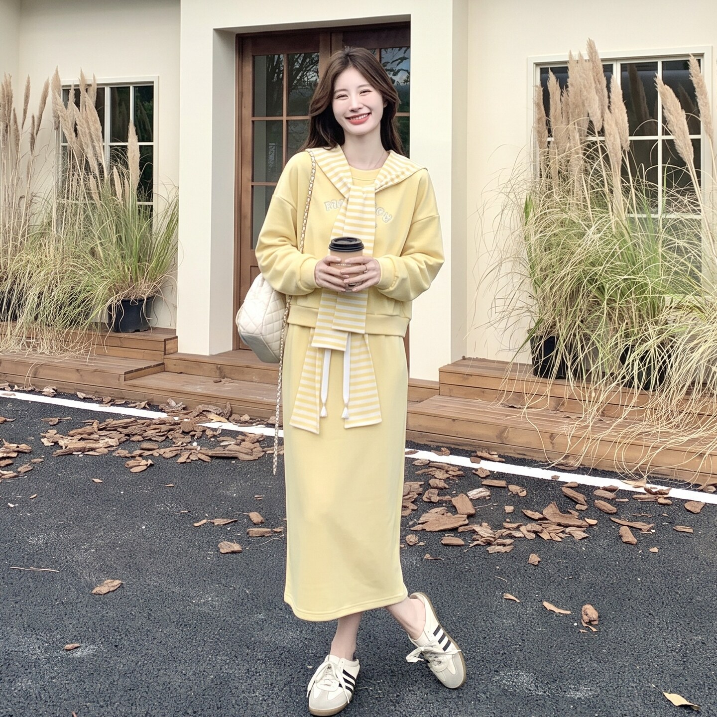 慵懒风披肩卫衣套装女2026秋季