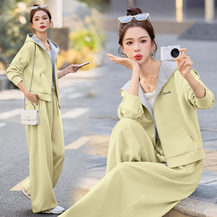 休闲运动连帽卫衣套装女2026年春秋新款宽松显瘦长袖阔腿裤两件套