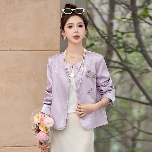 新中式提花重工刺绣短外套女