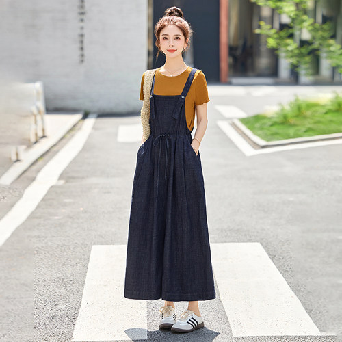 牛仔背带裤女薄款宽松显瘦