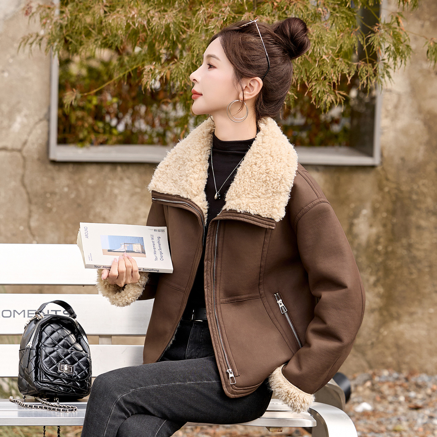 加绒加厚羊羔毛皮衣外套女