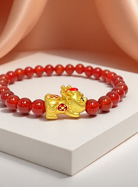 天然红玛瑙貔貅男女手串
