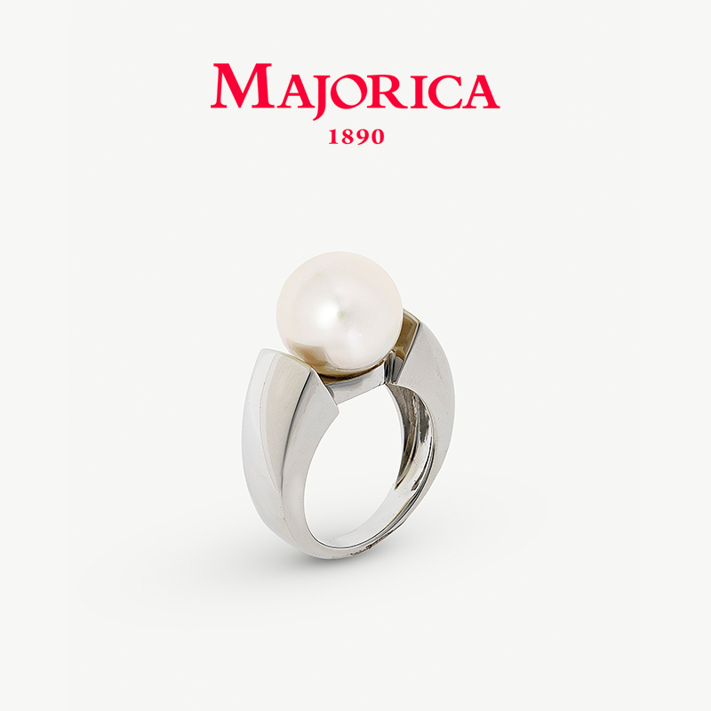 Majorica美娇丽佳手作珍珠戒指女复古轻奢指环高级感12mm手作珍珠