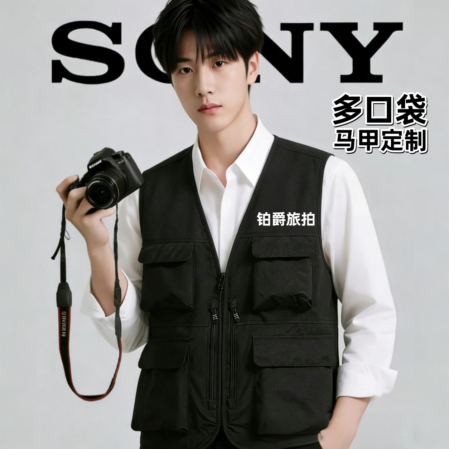 多口袋工作服马甲定制log
