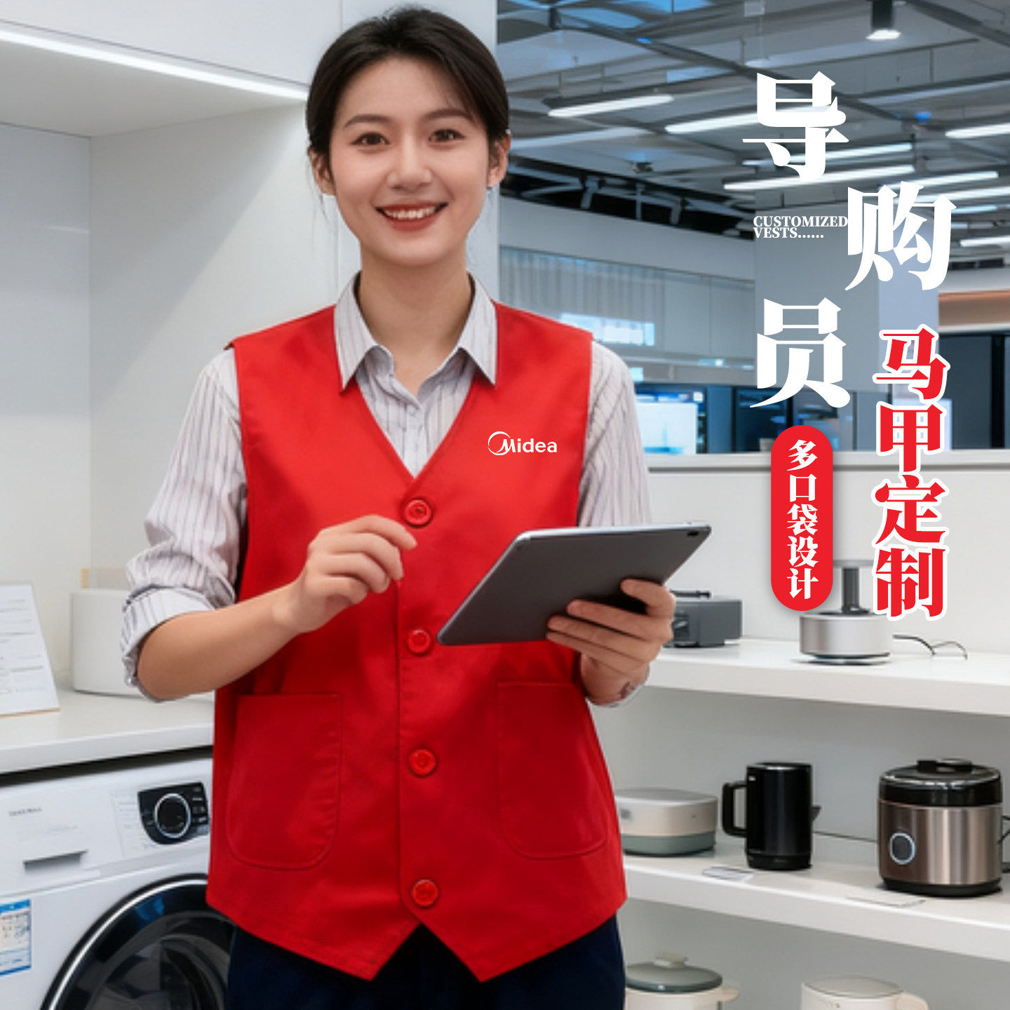 家电导购员工作服马甲定制印logo字苏宁易购京东家电员工团队背心