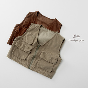 背心坎肩百搭新款 秋季 复古森系无袖 儿童马甲男童女童韩版 马夹 新品