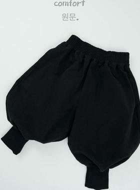 儿童裤子2025新款男童女童宽松灯笼裤小童宝宝黑色束脚长裤森系潮