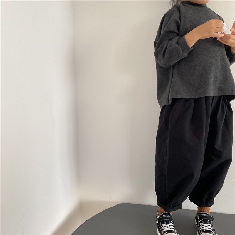 儿童哈伦裤秋季2025新款宝宝纯色休闲裤中小童黑色纯棉灯笼裤韩版
