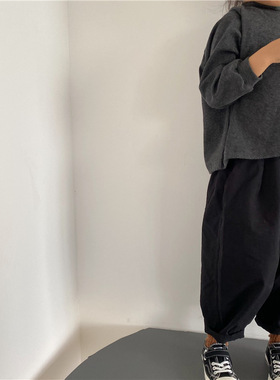 儿童哈伦裤秋季2025新款宝宝纯色休闲裤中小童黑色纯棉灯笼裤韩版