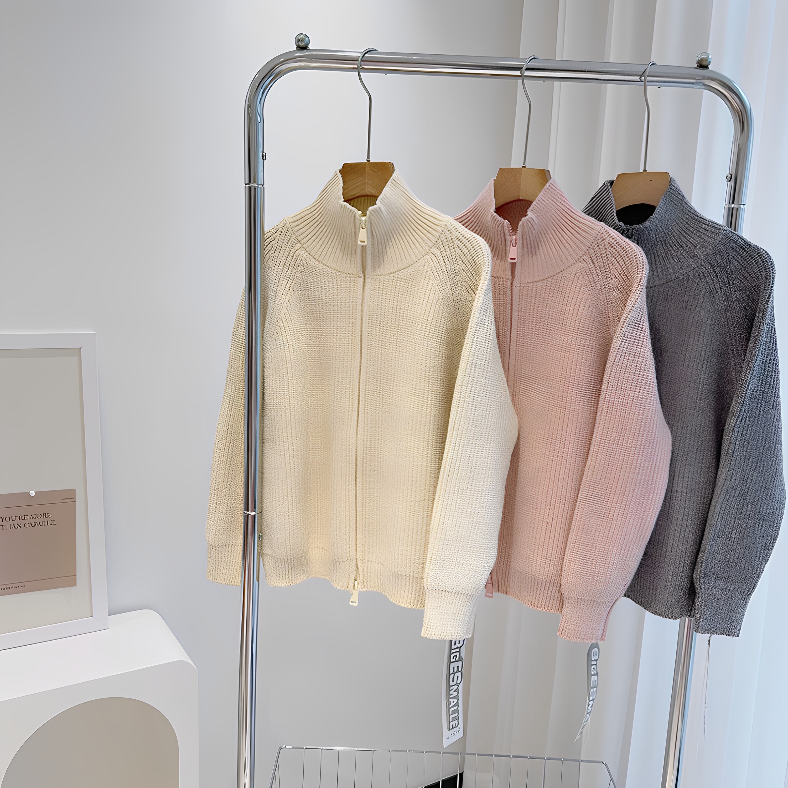 新款秋冬儿童软糯上衣男童女童拉链毛衣外套小童宝宝翻领针织开衫