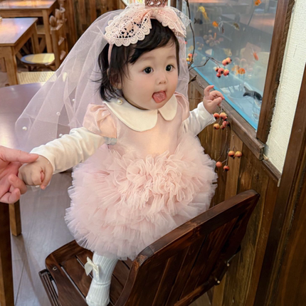 2026韩版公主裙女童连衣裙洋气百天周岁礼服婚纱表演裙走秀花童裙