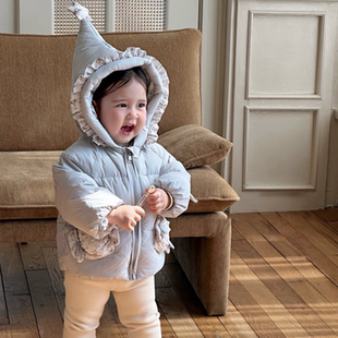 2026冬季新款女童超洋气卡通星星连帽白鸭绒羽绒服女宝宝公主外套