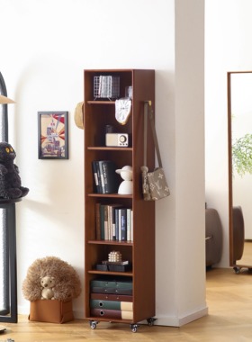 中古实木家居玄关转滑轮穿衣镜全身试衣书架书柜落地家用拐墙角边