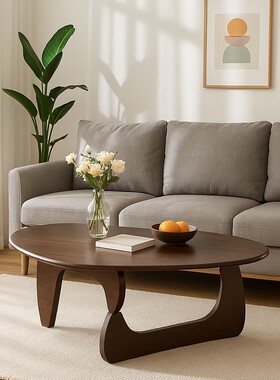 中古风胡桃木色实木茶几客厅家用小户型高级极简沙发原木矮边桌子