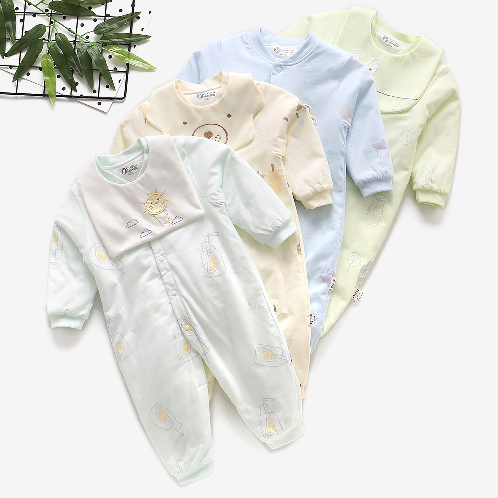 璐璇秋冬新生儿夹棉轻薄连体衣