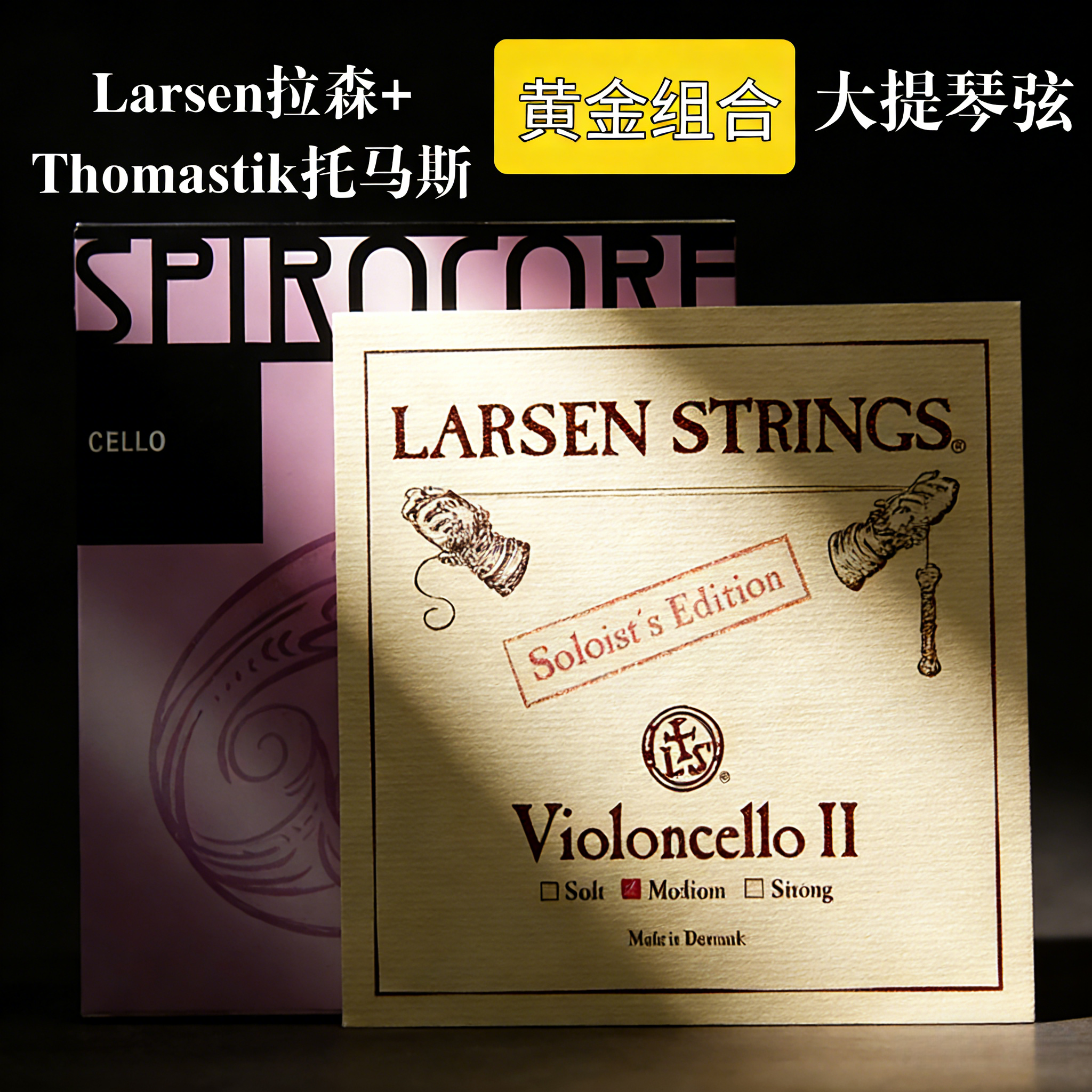 专业Larsen拉森AD大提琴琴弦+奥地利托马斯ThomastikGC大提琴弦
