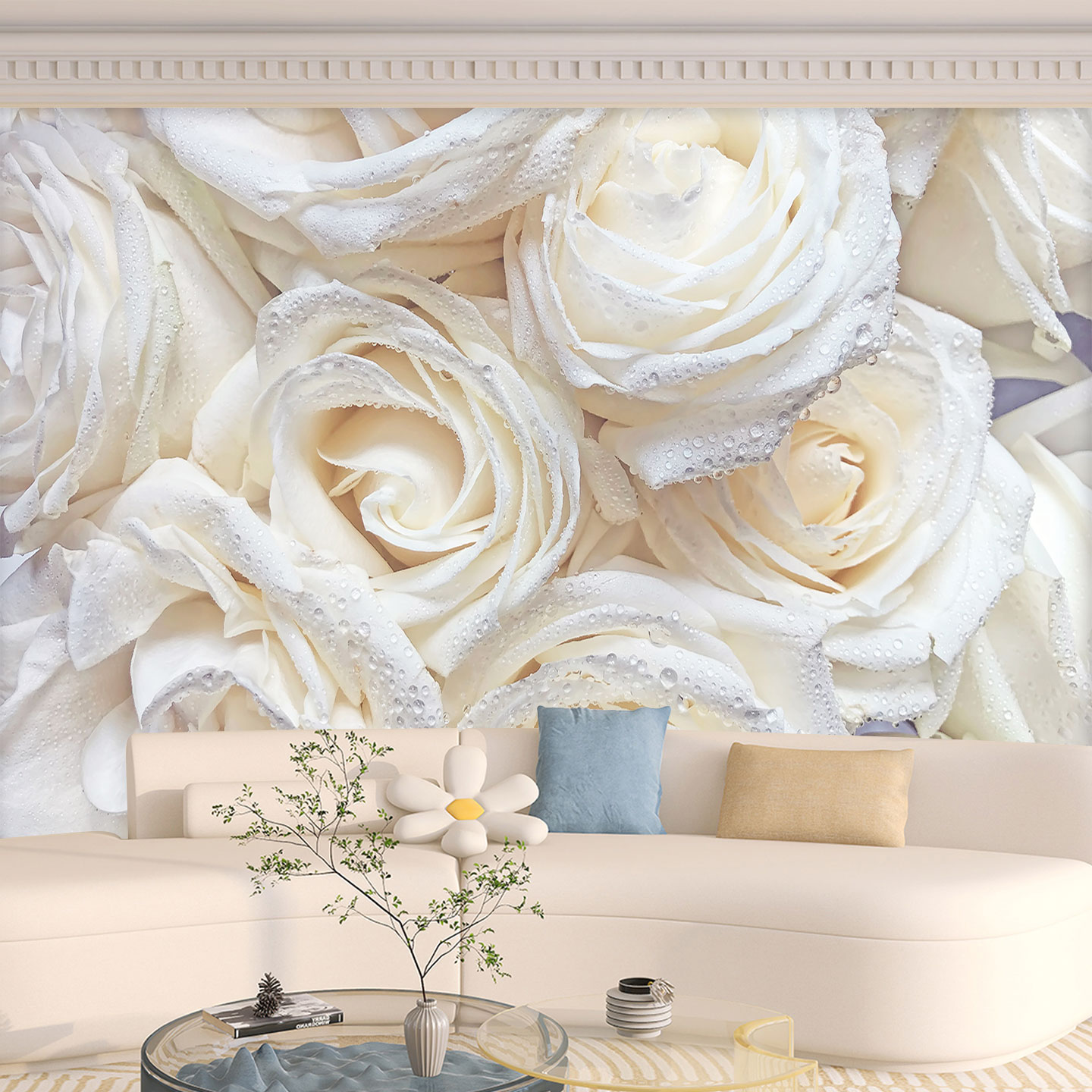 自粘贴画客厅沙发背景墙装饰现代简约花卉高级感卧室装饰壁画