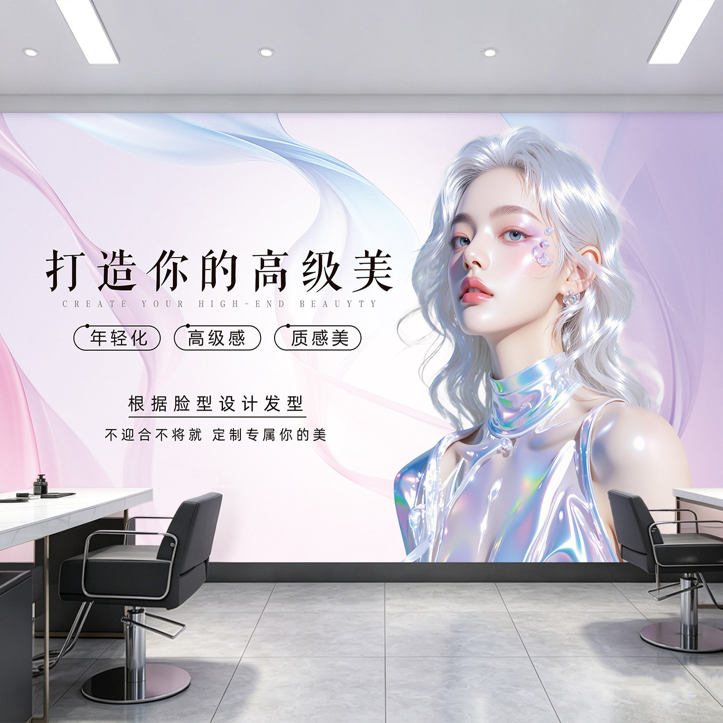 美发沙龙烫染造型墙纸