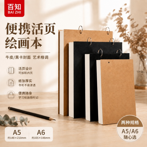 A5迷你笔记本活页环扣式口袋本