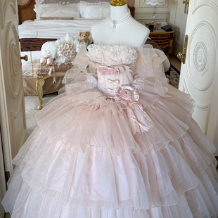 定金【慕斯恋曲-粉色】长款轻花嫁温柔显瘦气质生日小礼服连衣裙