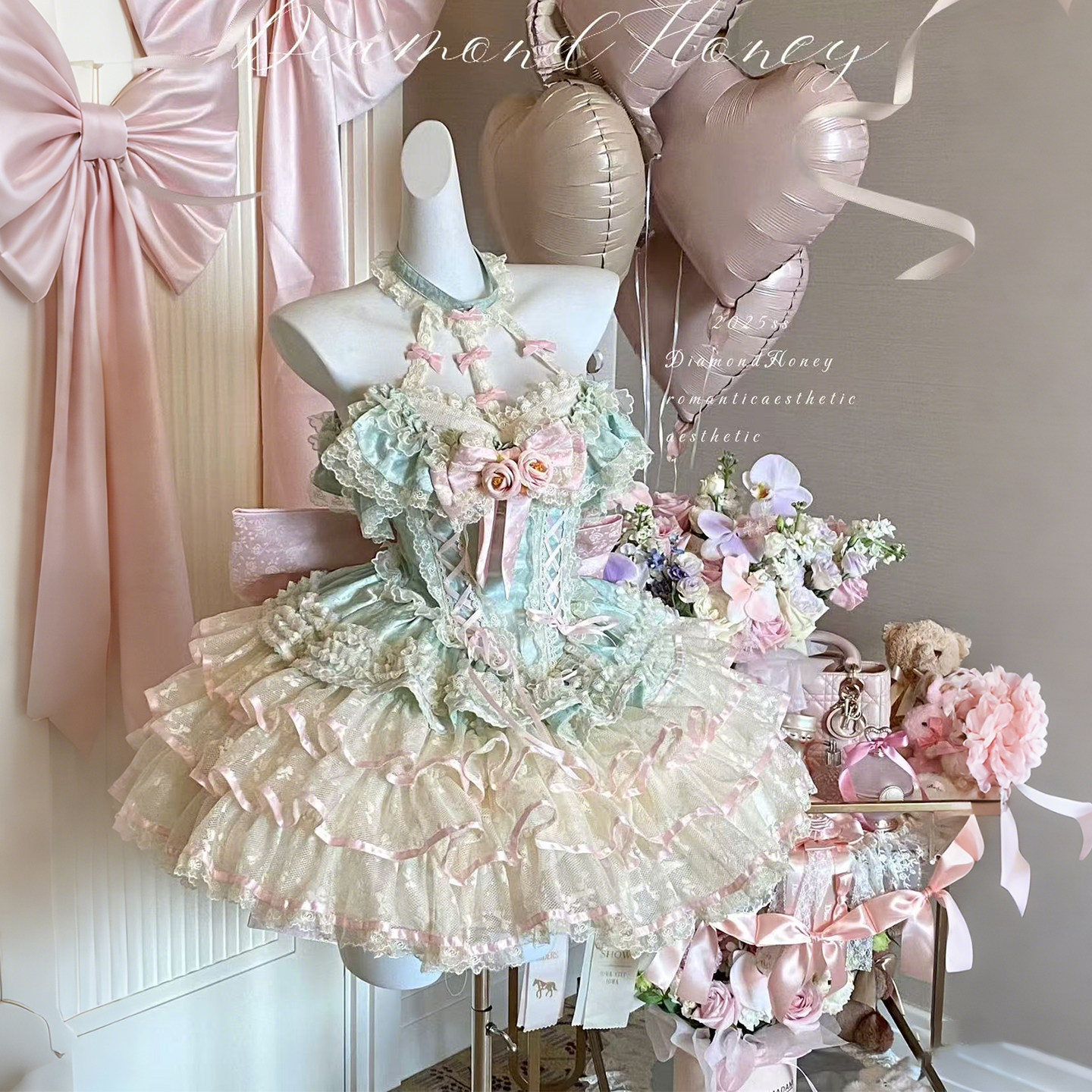 全款【爱神花语】春夏仙女裙超重工玫瑰蕾丝浪漫氛围感仙女公主裙