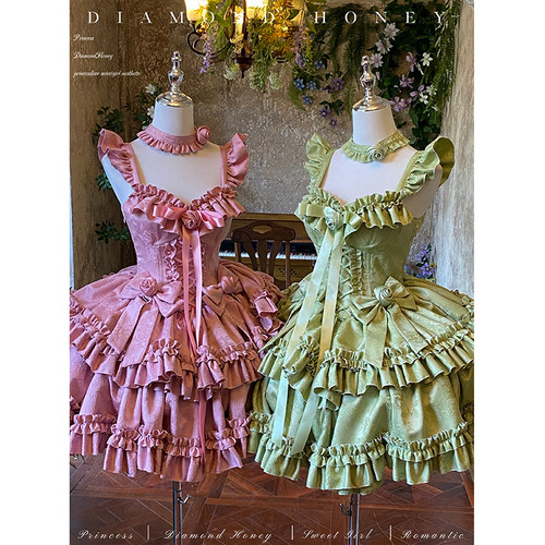 现货【玫瑰岛】春日少女梦·超有质感浪漫lo风连衣裙