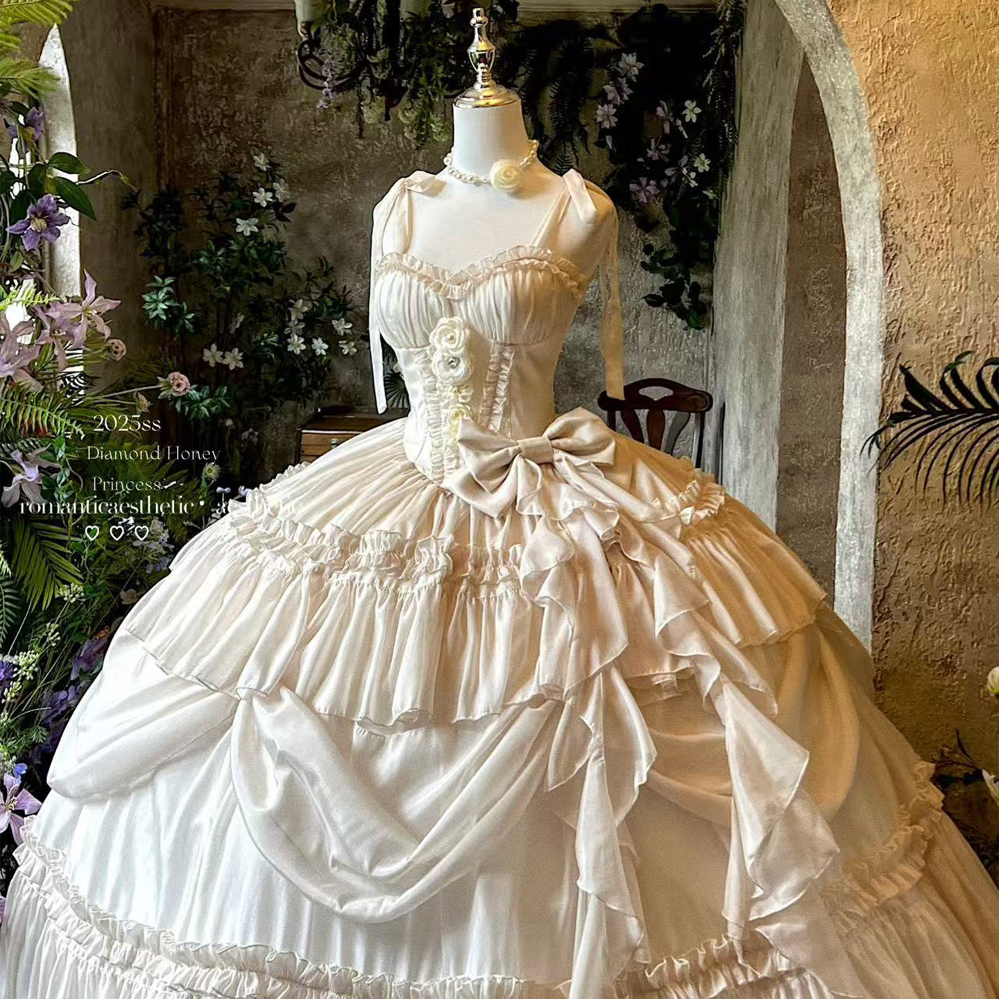 全款【古董花嫁】长裙大裙摆淑女感少女温柔生日小礼服裙连衣裙