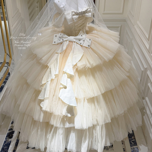 花嫁优雅蓬蓬裙温柔气质长款 定金 杏色 长款 连衣裙 永恒宝石