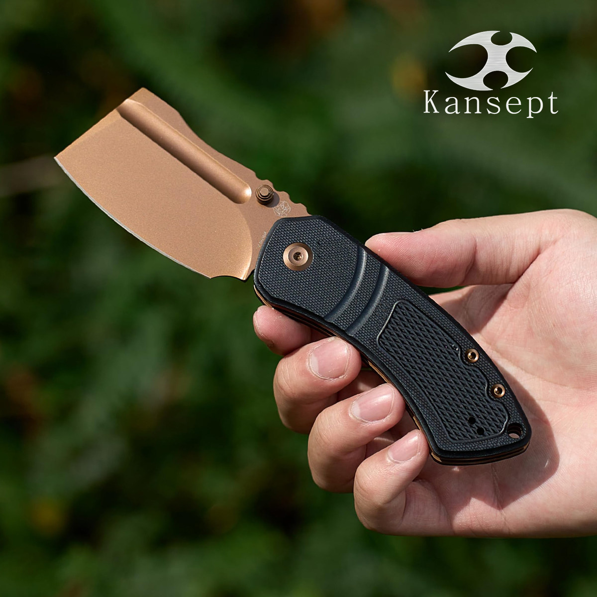 KanseptD2钢折叠刀7cm短刃宽刃切肉刀G10柄EDC随身男士把玩工具