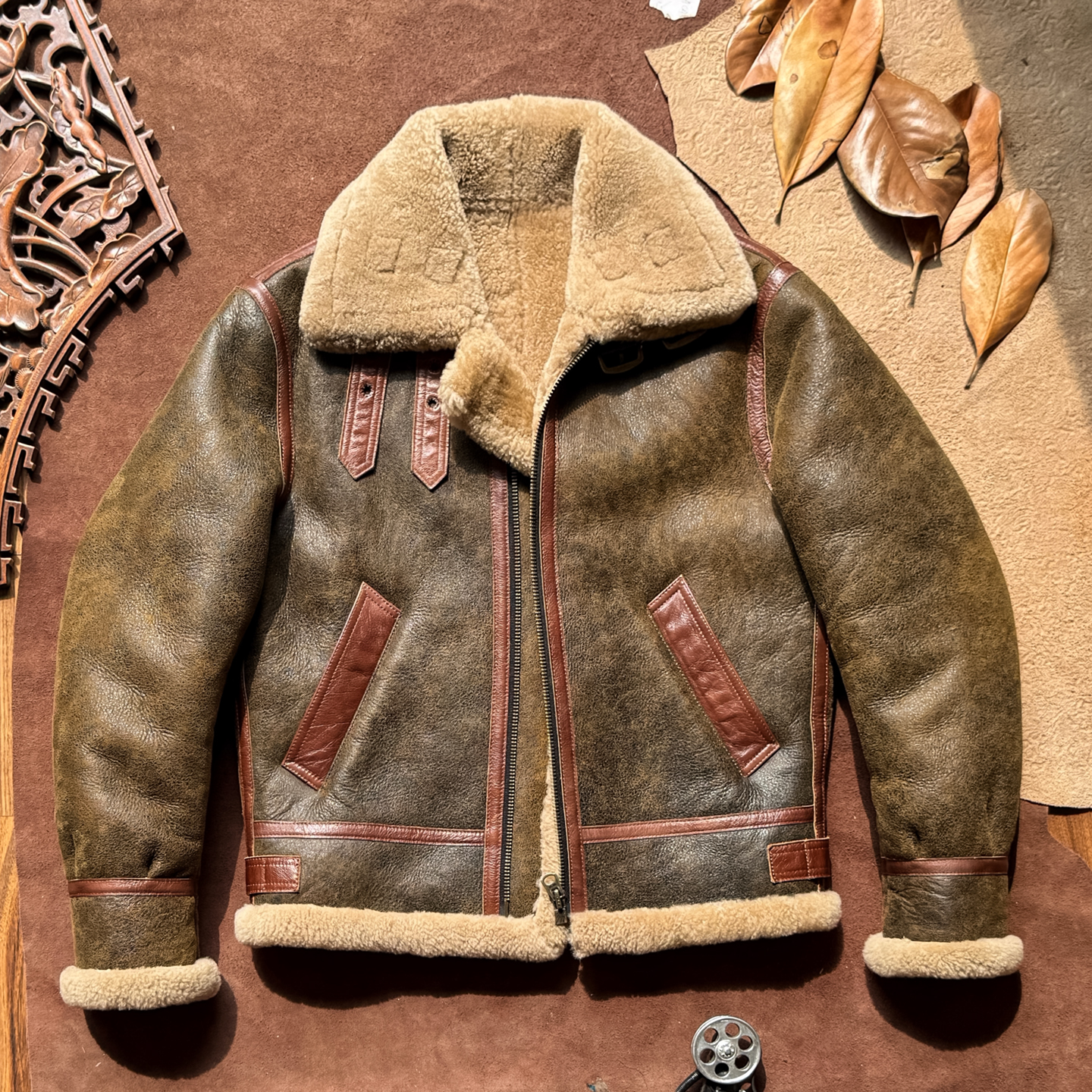 原生态美利奴绵羊皮毛一体B3皮衣