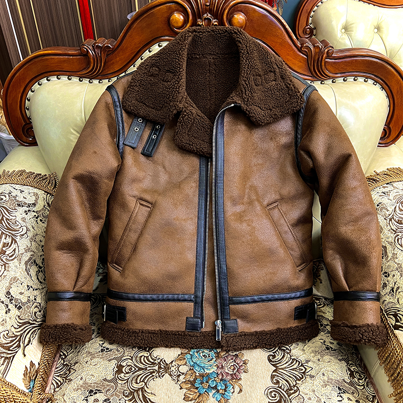 加厚羊羔毛翻领皮毛一体