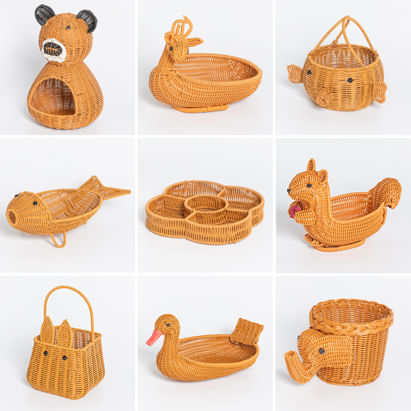 动物造型创意客厅编织工艺馒头筐果盘水果篮分格收纳篮点心篮沥水,餐饮具,果盆/果盘/果篮,淘宝优惠券,粉丝福利购,淘宝优惠卷