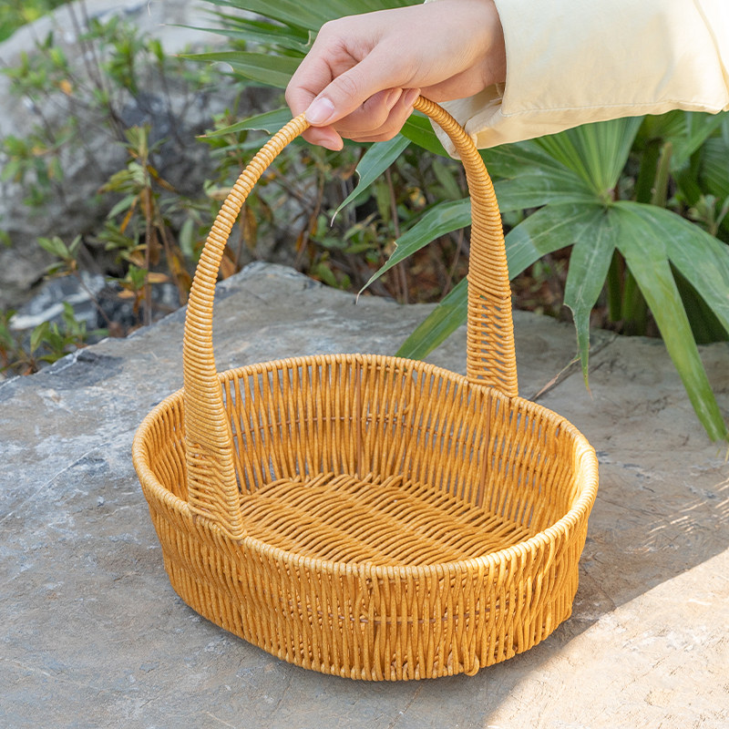 户外野餐篮仿藤编织水果篮