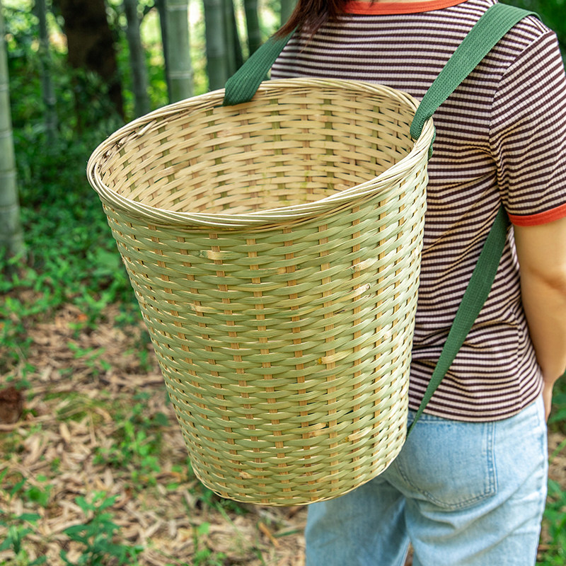 竹背篓精编手工竹编家用四川背篼买菜竹筐成人可做舞蹈道具装饰_虎窝淘