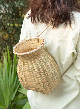 小背篓采茶篓竹编小鱼篓竹筐纯手工儿童舞蹈演出摄影道具竹编制品