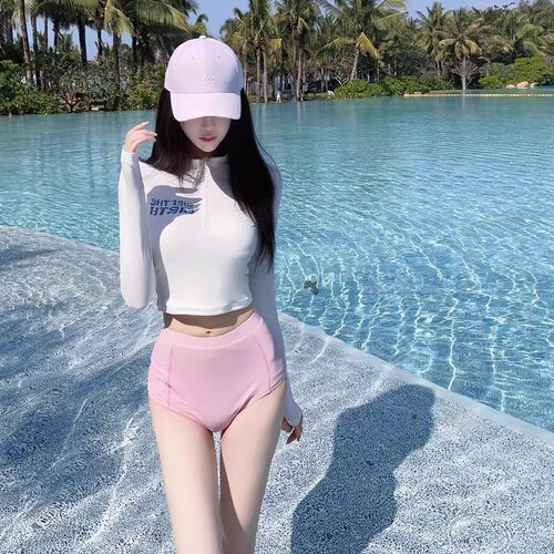 游泳衣女2025新款高级感分体长袖防晒保守显瘦泡温泉浮潜冲浪泳衣