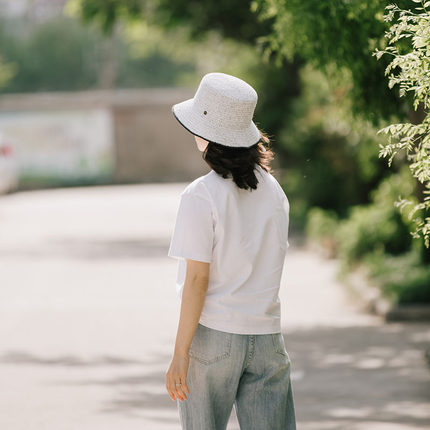 赫本风草帽女金丝银丝夏季百搭潮遮阳帽防晒可折叠太阳渔夫帽