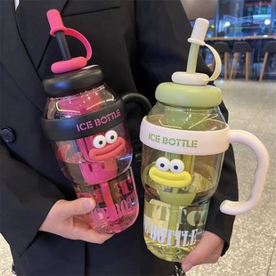 夏日大容量冰霸杯高颜值女生巨无霸水杯便捷带吸管茶漏花茶吨吨杯