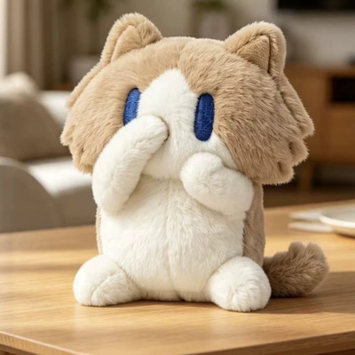 月薪猫玩偶散味猫公仔捂嘴猫咪毛绒玩具超萌包包挂件车钥匙扣