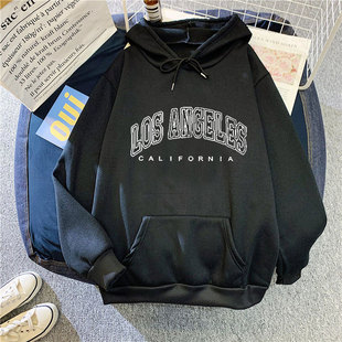 2026新款秋冬卫衣女款加绒连帽套头宽松印花大码薄绒外套ins潮女